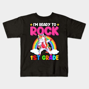 Im Ready To Rock 1St Grade Unicorn Back To School Kids T-Shirt